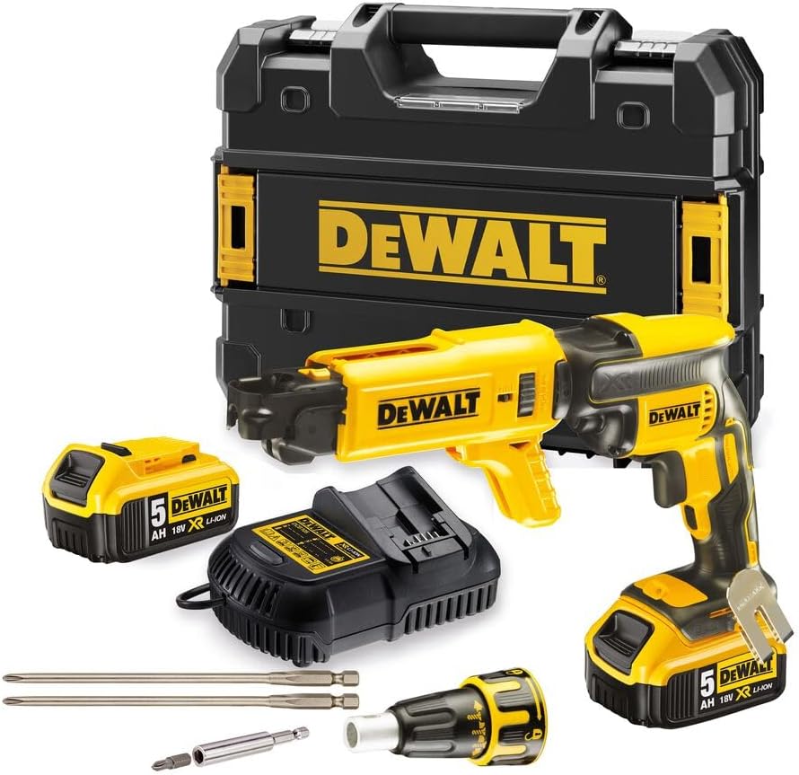 Visseuse Plaques de Plâtre Brushless 18V XR 5.0Ah Li-Ion - DCF620P2K-QW - Tournevis Électrique sans Fil avec 2 Batteries et Chargeur - Vitesse à Vide 0-4400tr/min - 435W