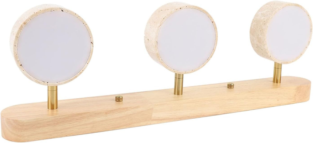 QWUUYEC Lampe de Salle de Bain en Bois Massif 3 Lumières, Applique Murale Moderne, Éclairage Chaud pour Miroir - Installation Fixe, Design Élégant, Ambiance Conviviale pour Entrée et