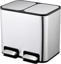 MENGLI-2024 Poubelle Poubelle de Cuisine à Double Compartiment avec bacs déchets ou Recyclage et Couvercle Fermeture Douce(Silver)