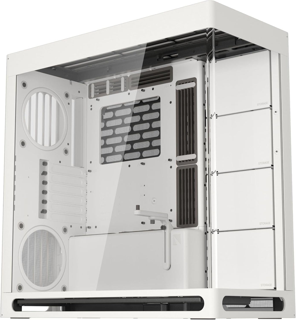 HAVN HS 420 Boîtier PC ATX à double chambre Blanc | Design hybride, 11 ventilateurs de 140 mm et 3 supports de radiateur de 420 mm, gestion des câbles simpliCable, verre trempé, hub de ventilateur PWM