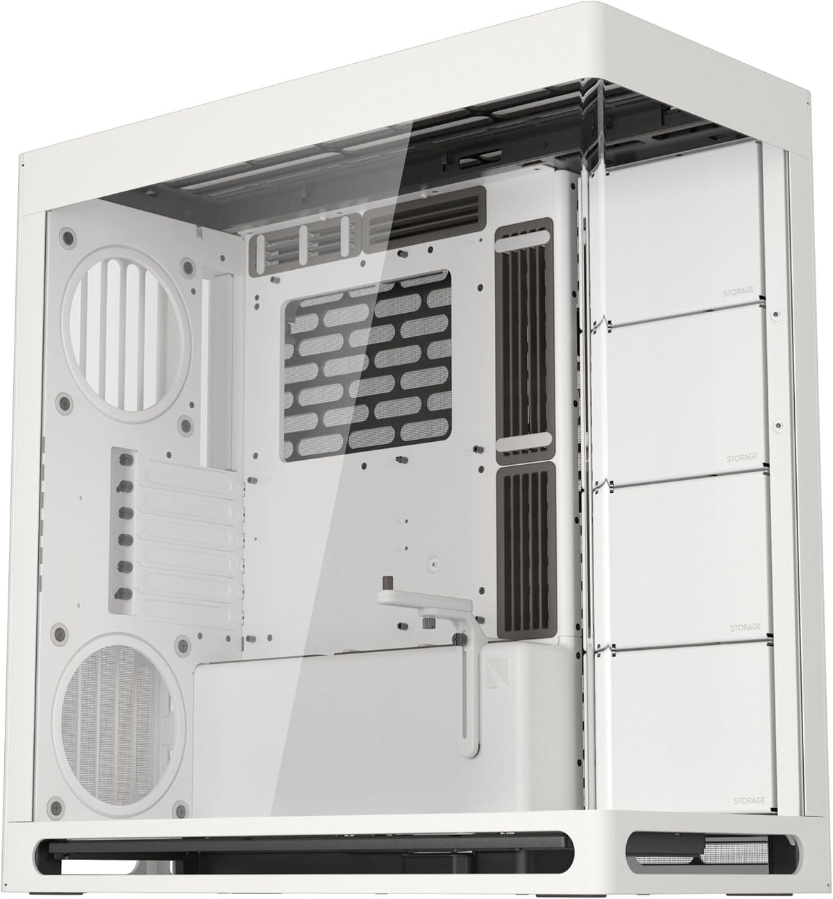 HAVN HS 420 Boîtier PC ATX à double chambre Blanc | Design hybride, 11 ventilateurs de 140 mm et 3 supports de radiateur de 420 mm, gestion des câbles simpliCable, verre trempé, hub de ventilateur PWM