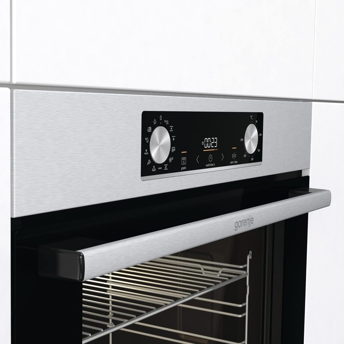 Gorenje OptiBake BOS 6737 E02X Four encastrable 77 L AquaClean Air chaud/ExtraSteam/AirFry/PerfectGrill/Pizzamode 300°C/Acier inoxydable