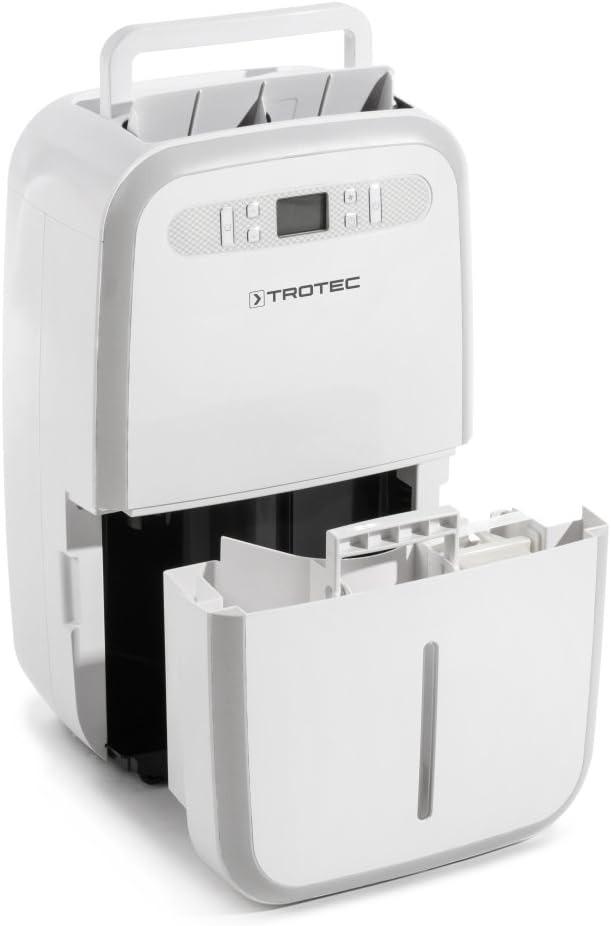 TROTEC TTK 95 E Déshumidificateur d'air pour 90 m², 30L/jour, silencieux, puissant - Réservoir 5,3L, Hygrostat intégré - Absorbeur d'humidité