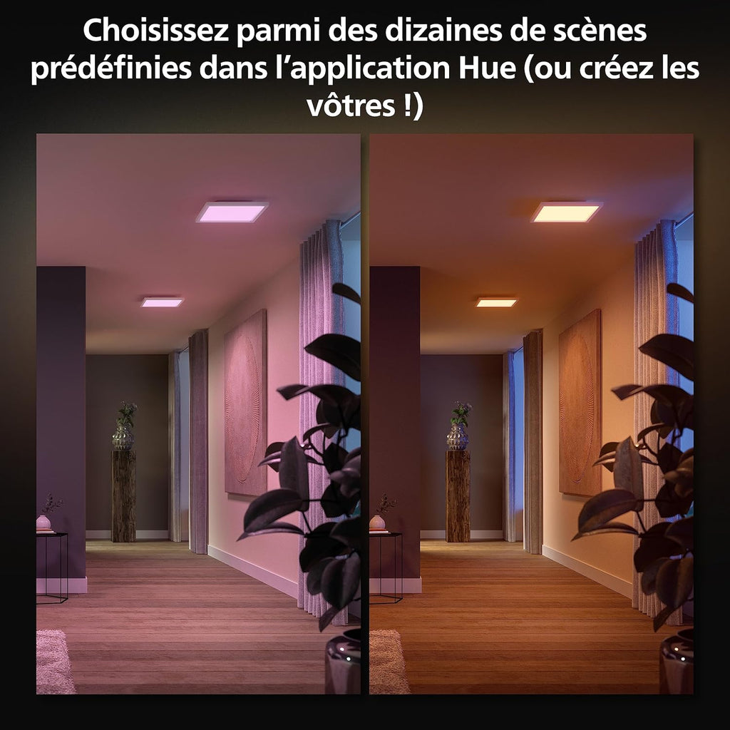 Hue White and Color Ambiance, plafonnier LED connecté Surimu 30x30, compatible Bluetooth, 27W, fonctionne avec Alexa, Google Assistant et Homekit
