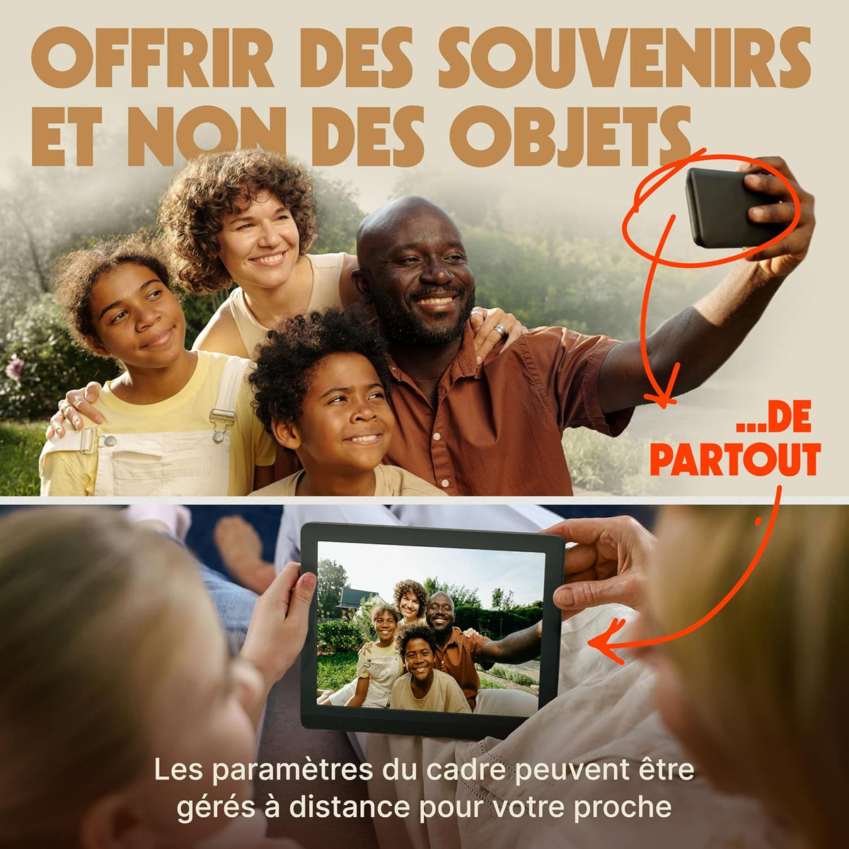 Cadre Photo numérique WiFi 10 Pouces Pix Star - Stockage Gratuit et illimité sur Le Cloud Detecteur de Mouvement - Cadres Photo numérique