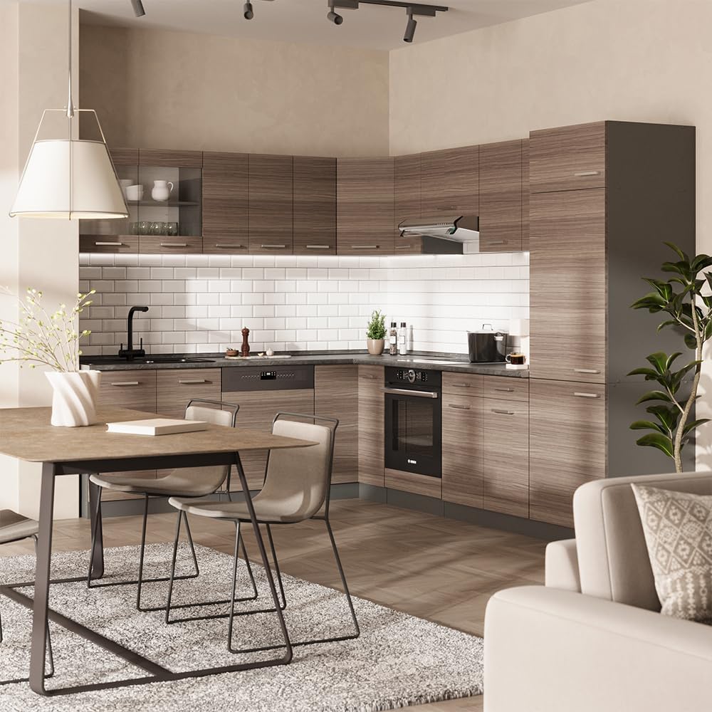 Vicco Cuisine en Angle R-Line, Gris Noble/Anthracite, 227x287cm, PT Anthracite