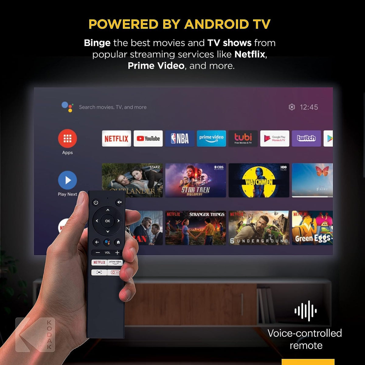 KODAK Projecteur Intelligent FLIK HD9 | Mini Film Portable intérieur et extérieur Blanc avec Applications de Streaming Android TV, Wi-FI et Bluetooth, Haut-parleurs intégrés