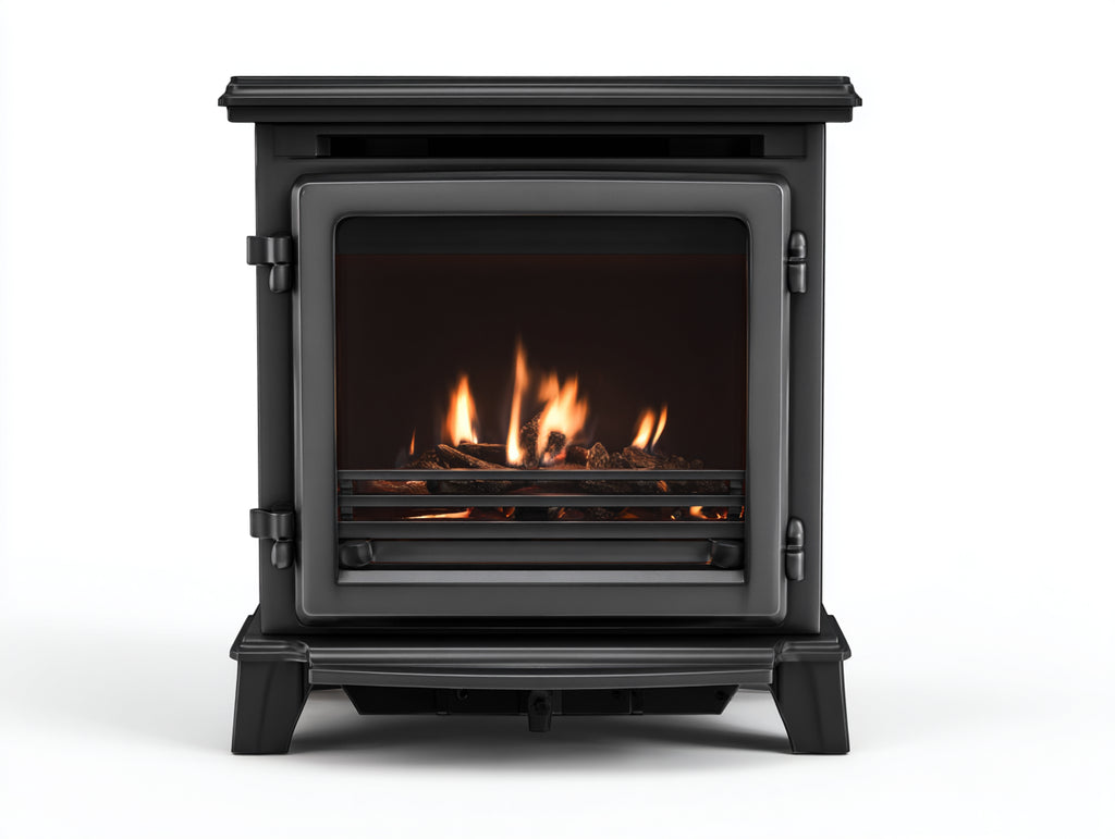 Cheminée à gaz - métal 65x40x78 cm - noir - style classique