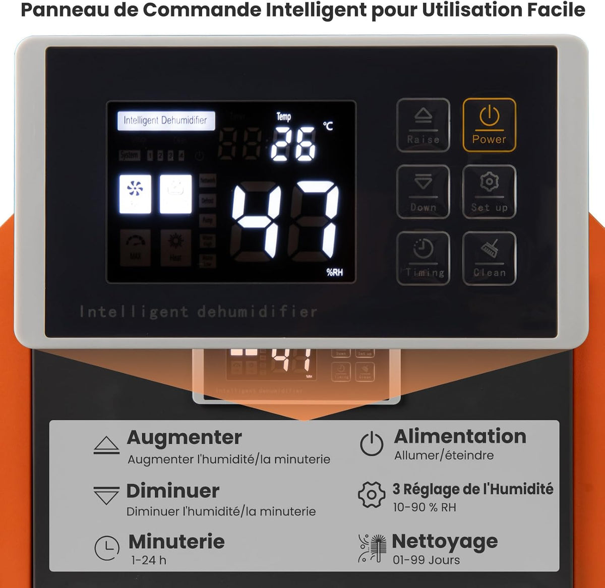 COSTWAY Déshumidificateur Professionnel 60 L/Jour, Déshumidificateur d'Air Électrique avec Minuterie 24H Restauration des Dégats d'Eau Dégivrage Automatique, Jusqu'à 560 ㎡pour Sous-sol Chantier