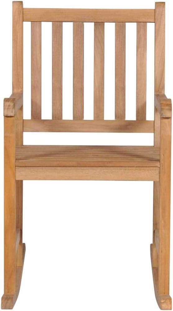 Makastle Fauteuil à Bascule Rocking Chair intérieur extérieur, Chaise Berçante à Balcon Jardin, Chaise a Bascule Fauteuil, avec Coussin Bleu Bois de Teck Solide
