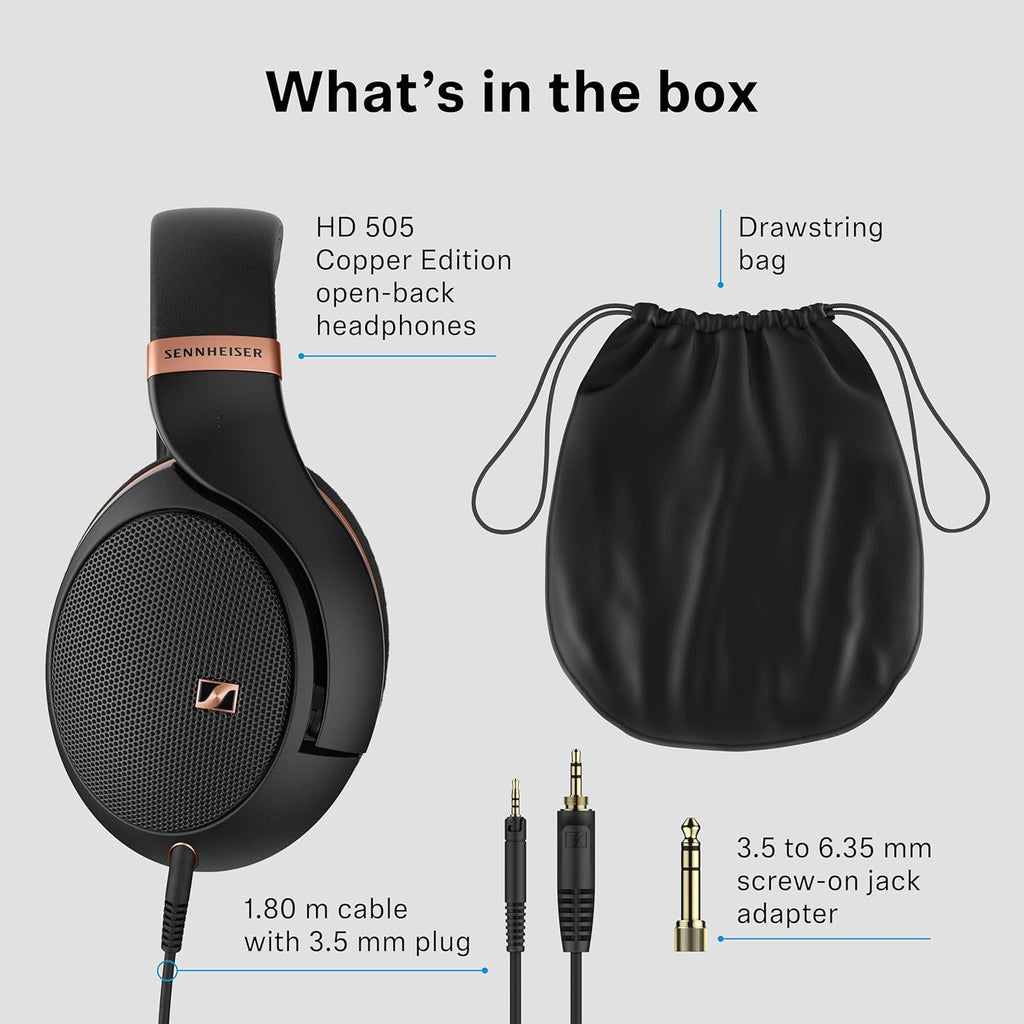 Sennheiser HD 505 - Casque Gaming Filaire Over Ear avec Son Transparent et Basses Contrôlées, Confort Amélioré, Studio pour Musique, Travail, Casque PS4, Audiophiles, Étudiants, Voyage, Édition Cuivre