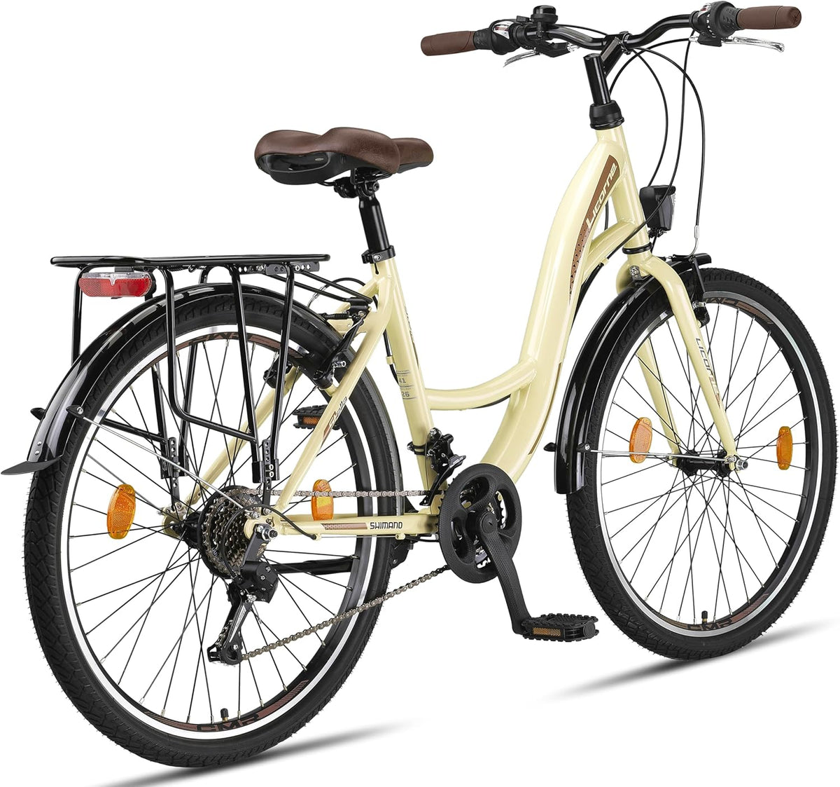 Licorne Bike Stella Premium City Bike 24,26 et 28 pouces – Vélo pour filles, garçons, hommes et femmes – Dérailleur Shimano 21 vitesses – Vélo hollandais