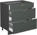Vicco Meuble Cuisine Fame-Line, Vert Or Campagne/Anthracite, 80 cm avec 3 tiroirs, PT Chêne