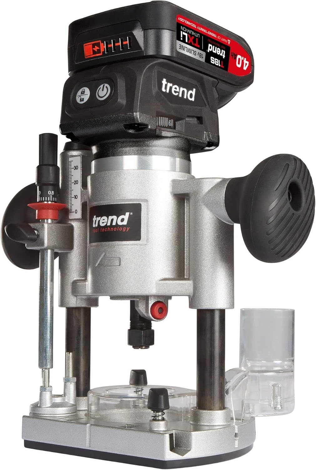 Trend Kit de défonceuse sans balais T18S 18V 8mm 1 batterie 4Ah et chargeur rapide , T18S/R14K1/E