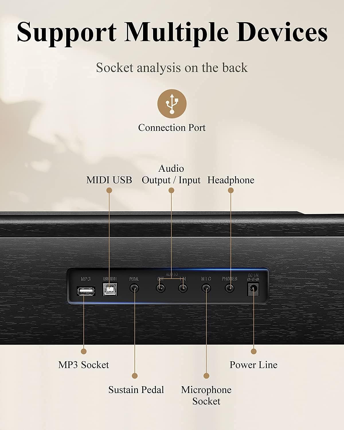 Eastar EK-10S Clavier Piano, 61 touches de taille standard Upright Clavier de Piano numérique pour les débutants avec pédale de sustain et support de livre de musique, cadeau essentiel