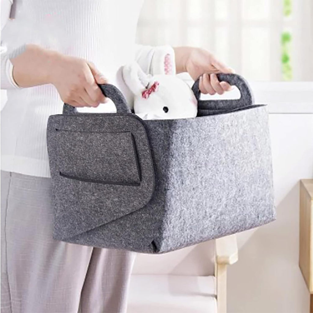 Panier de rangement en feutre avec poignées pour linge, salle de bain, bureau, boîtes de rangement pliables et ouvertes, gris foncé, 40 x 28 x 25 cm