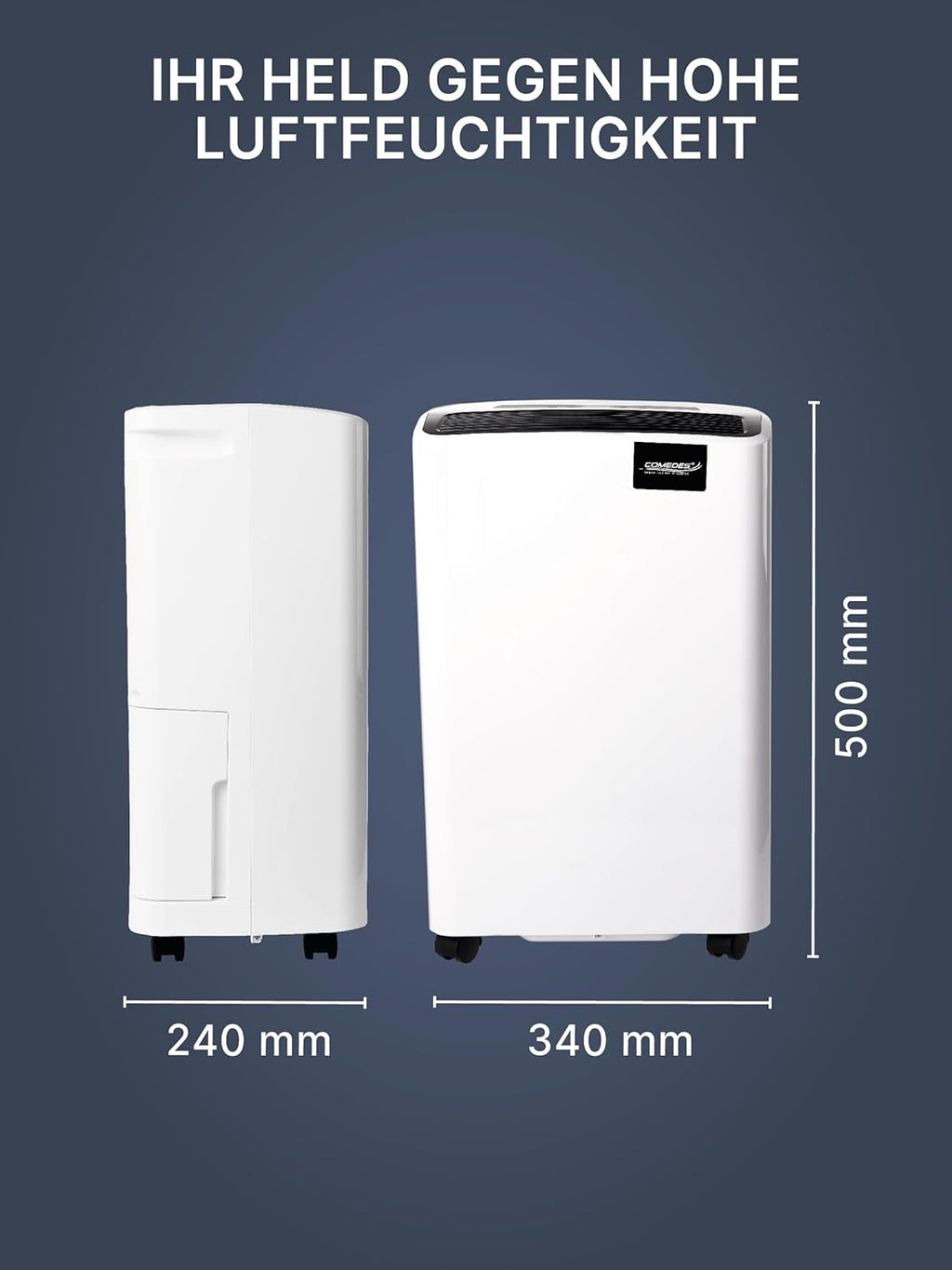 Comedes Demecto 70 Déshumidificateur, 75 l/24 h au maximum, convient aux pièces et aux caves jusqu'à 240 m² / 550 m³