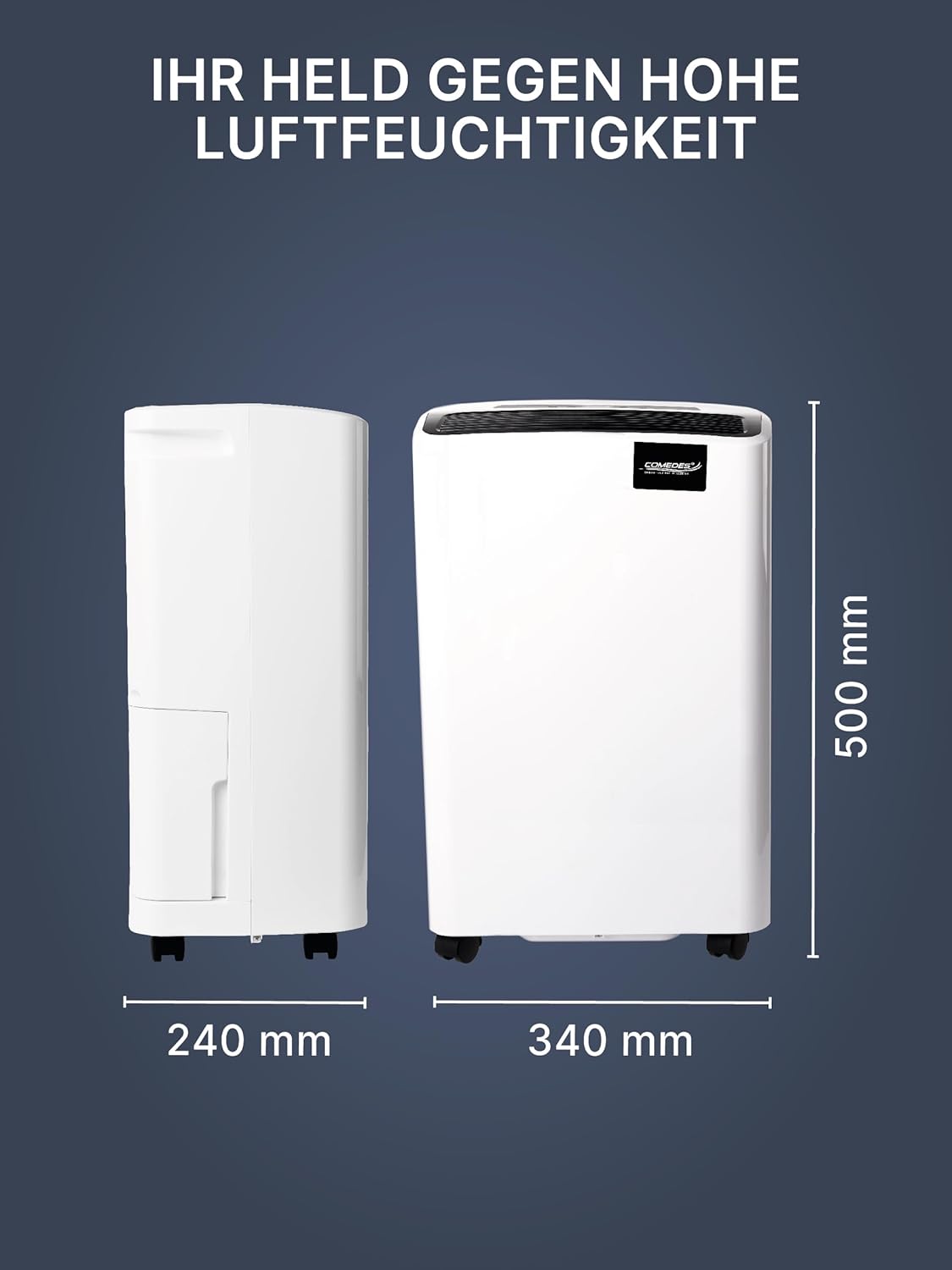 Comedes Demecto 70 Déshumidificateur, 75 l/24 h au maximum, convient aux pièces et aux caves jusqu'à 240 m² / 550 m³