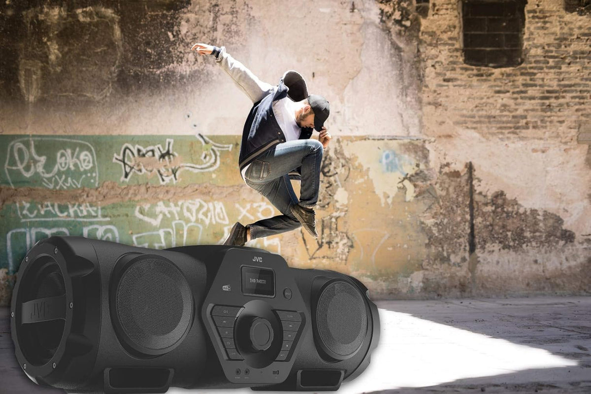 JVC - Boomblaster Dab 2 x 30 Watt, Dab+, FM, Bluetooth, CD, USB, Line-in RV-NB300DAB Noir