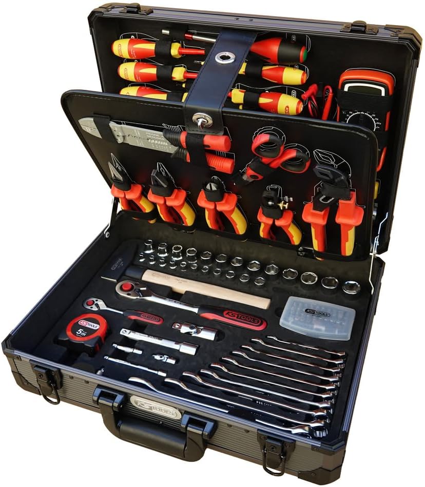 KS Tools - 922.0642F - Valise pour électricien et électromécanicien 1/4'' + 1/2", 142 pièces