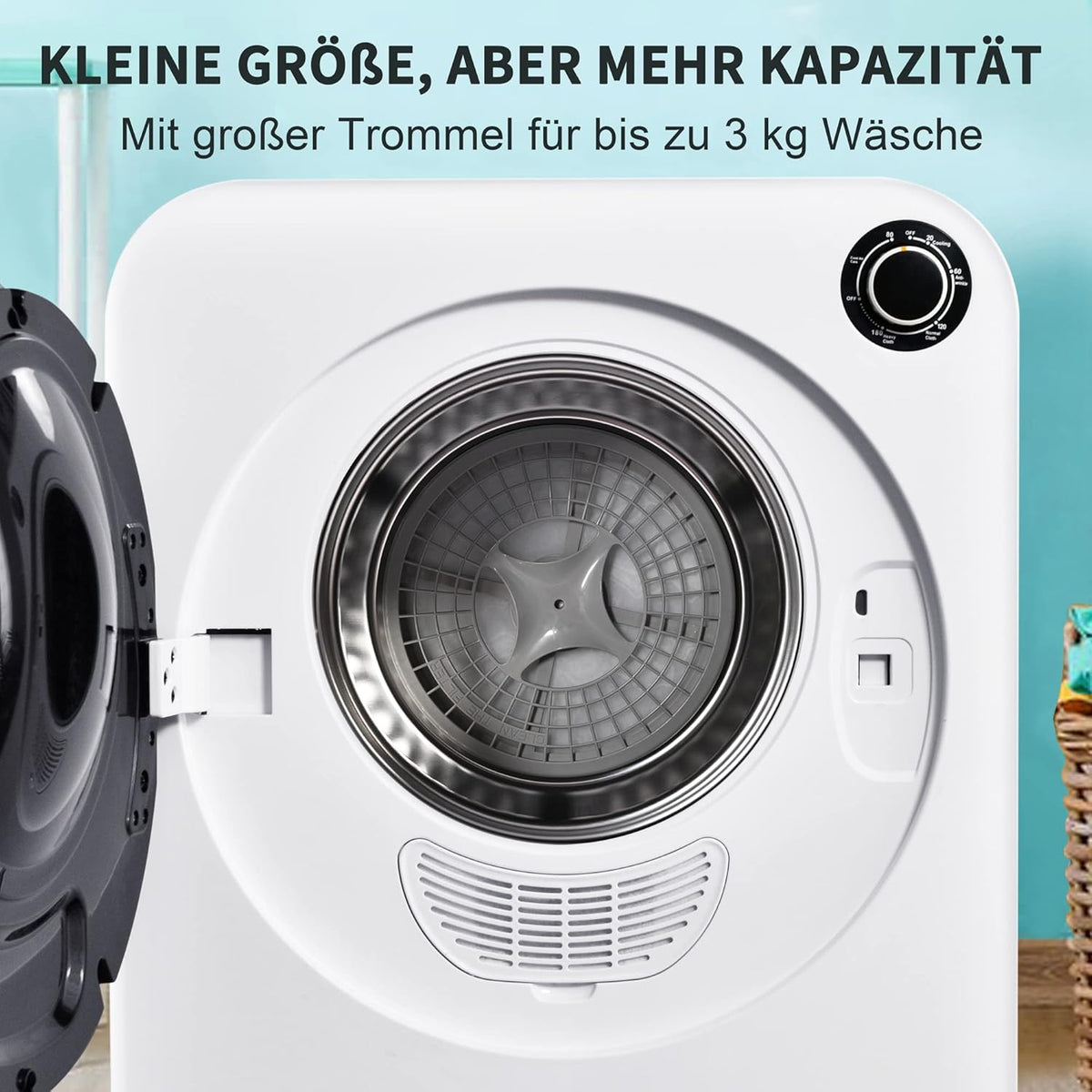 Merax Petit séchoir à linge 5 programmes - Sèche-linge mural avec protection contre la surchauffe et triple filtre - 3 kg - 830 W