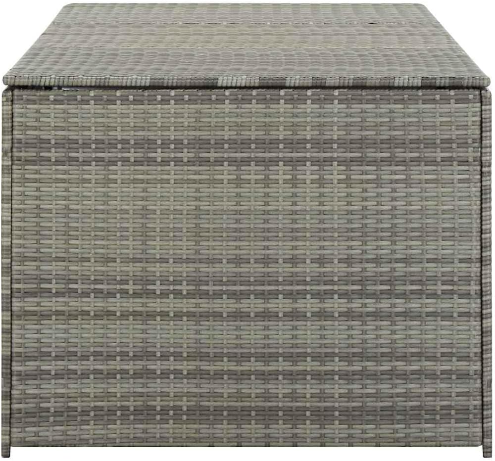vidaXL Boîte de Rangement de Jardin Coffre de Rangement d'Extérieur Banc de Rangement Stockage Arrière-Cour Résine Tressée 180x90x70 cm Gris