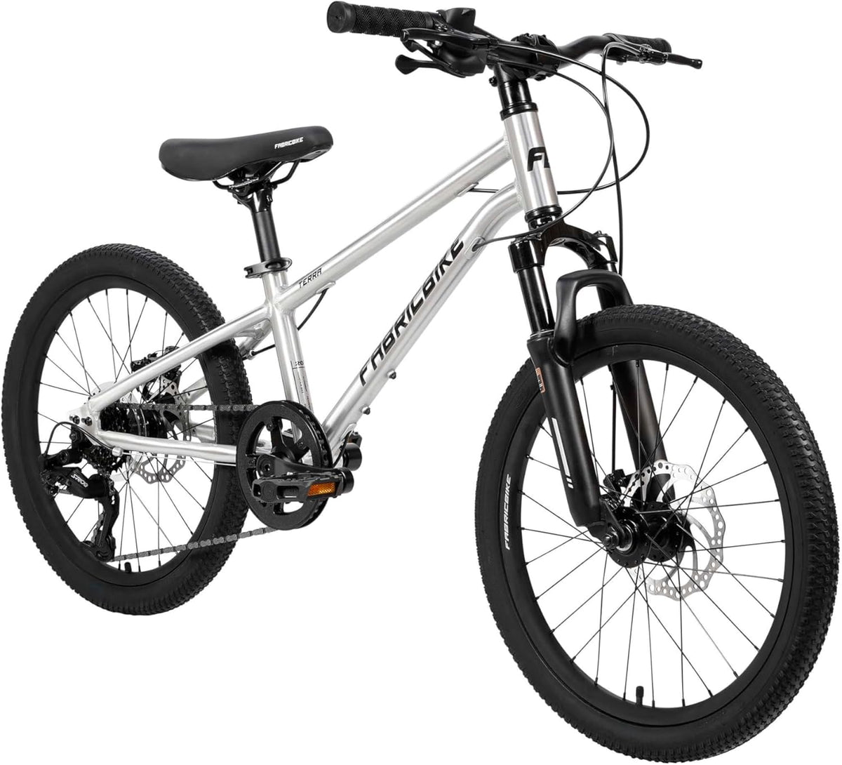 FabricBike Terra - VTT en Aluminium 20 Pouces pour Les Enfants de 6, 7 et 8 Ans, Frein à Disque, 7 Vitesses, Suspension Avant