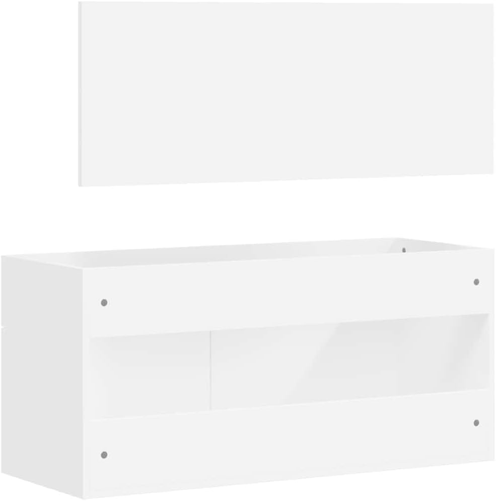 LLEZKBR Ensemble de meubles de salle de bain - Armoire de salle de bain avec miroir - Bois d'ingénierie blanc