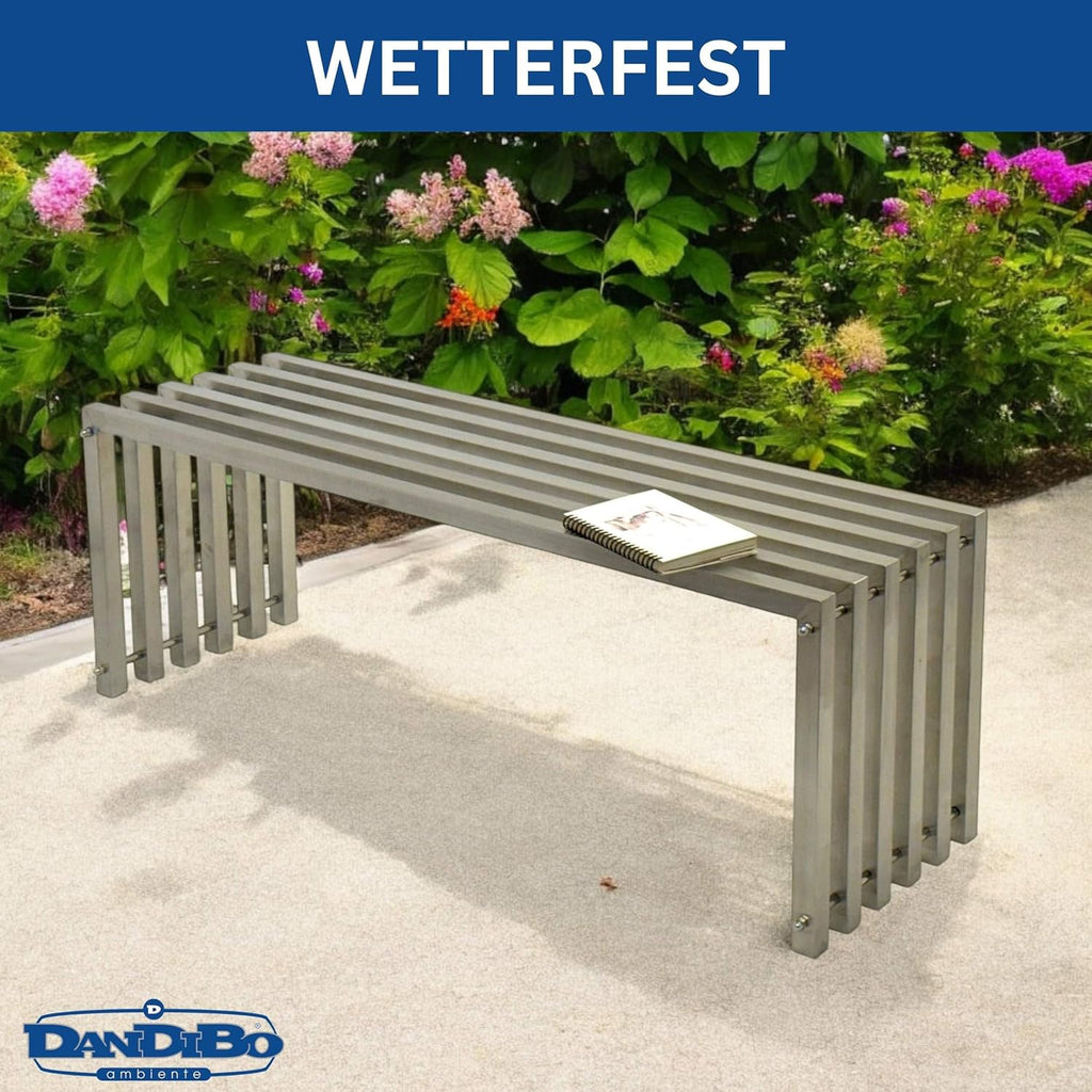 DanDiBo 96607 Banc de jardin résistant aux intempéries en acier inoxydable massif 115 cm