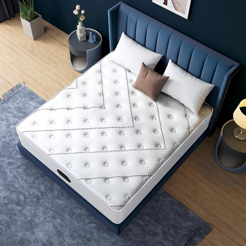 Queblox Matelas 160x200cm,Hauteur 28cm,Matelas en boîte,7-Zone Pocket Sprung Mattress,Fermeté Moyenne,Isolation des mouvements,Certifié Oeko-TEX​