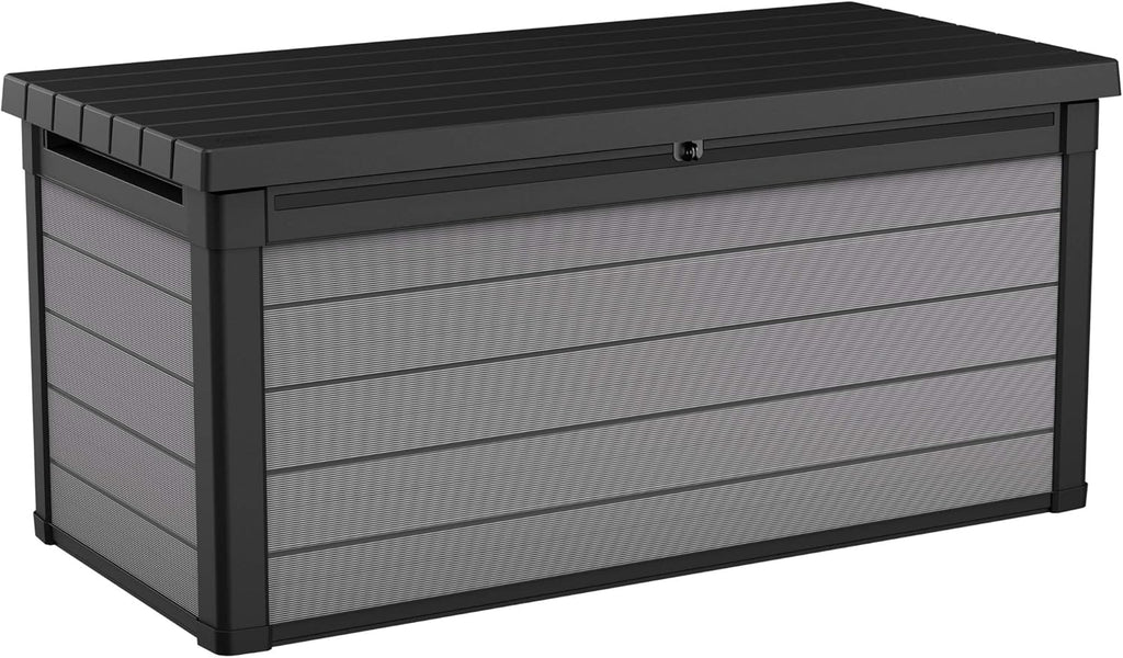 Ondis24 Keter Coffre de jardin XXL étanche (570 litres), boîte de rangement extérieur, coffre de rangement, coffre à coussins, banc