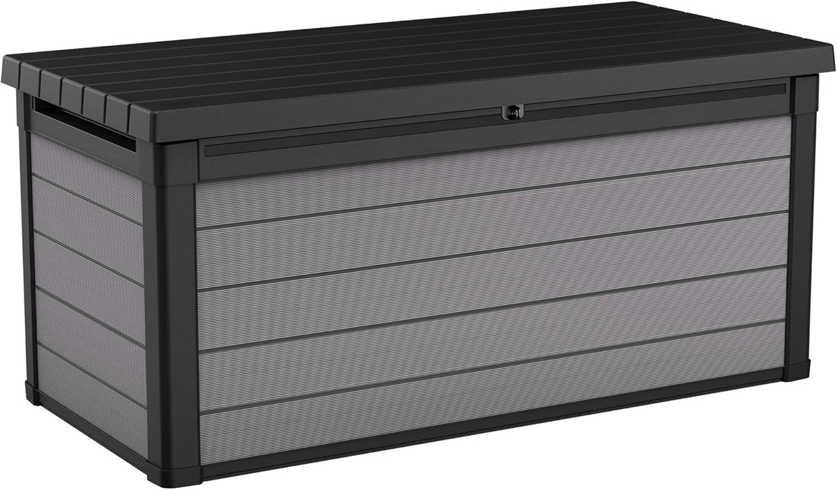 Ondis24 Keter Coffre de jardin XXL étanche (570 litres), boîte de rangement extérieur, coffre de rangement, coffre à coussins, banc