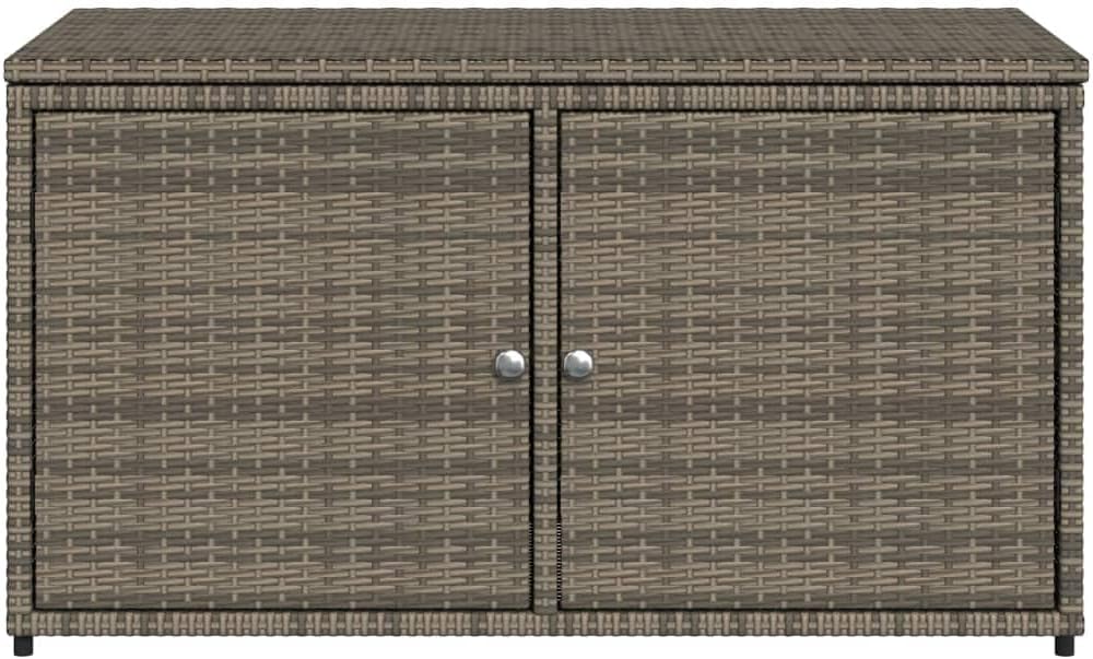 Canditree Armoire de Rangement de Jardin en Résine Tressée, Armoire Bass D'extérieur avec 2 Portes 2 étagère (Gris)