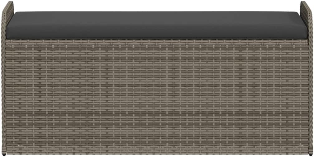 Canditree Banc de Rangement Extérieur avec Coussin, Coffre de Rangement en Résine Tressée pour Jardin Patio, 115 cm (Gris)