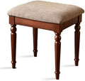Élégant tabouret de coiffeuse rétro avec siège rembourré confortable et pieds en bois massif, chaise de maquillage pour femme, capacité de 109 kg (noyer sans dossier)