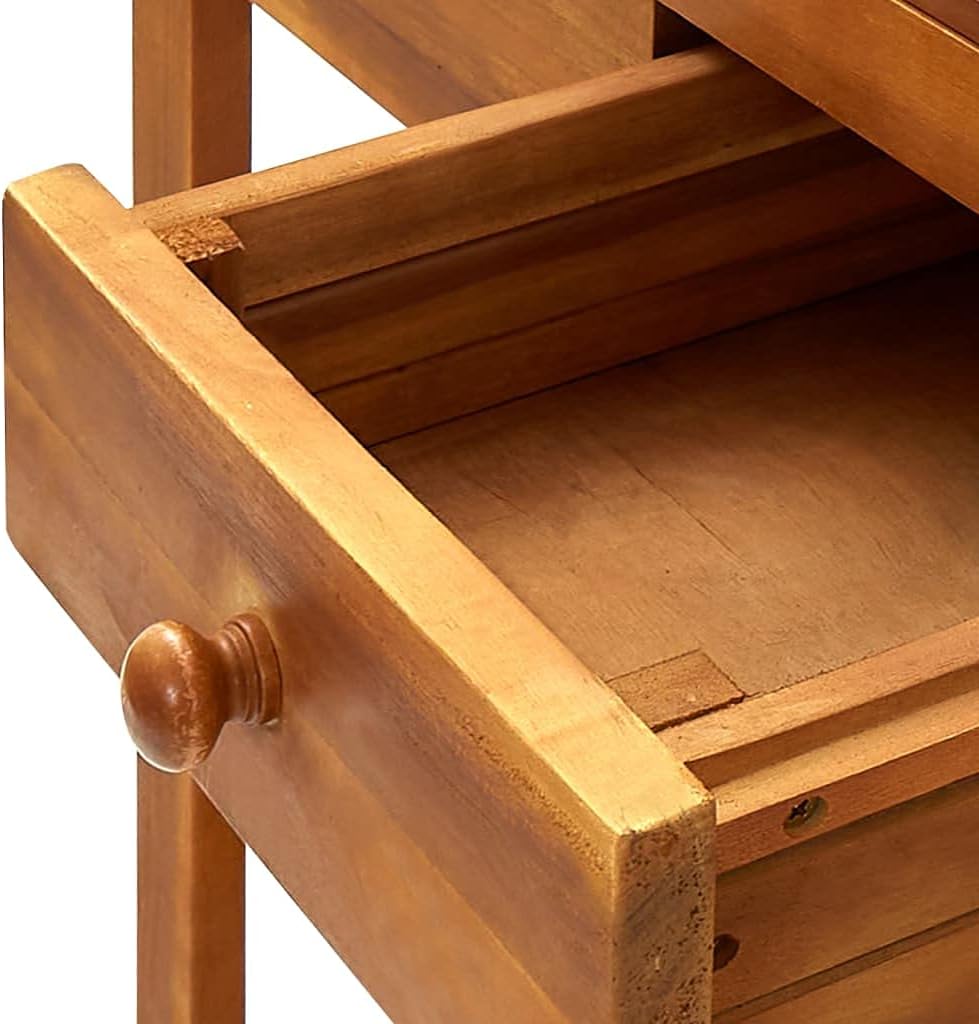 RAUGAJ Chariot de cuisine de jardin en bois d'acacia massif 92 x 43,5 x 141,5 cm, matériau de l'article : bois d'acacia massif avec finition huilée