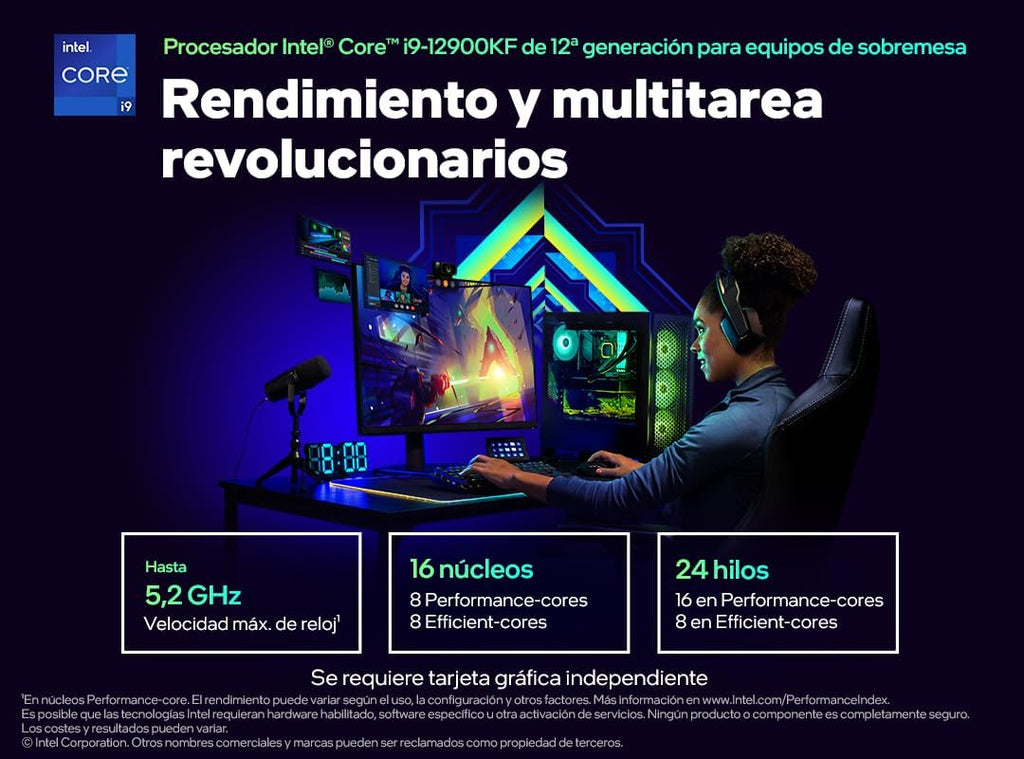 Core™ i9-12900KF, processeur pour PC de Bureau, 16 cœurs (8P+8E) jusqu'à 5,2 GHz, LGA1700, chipset série 600 125 W