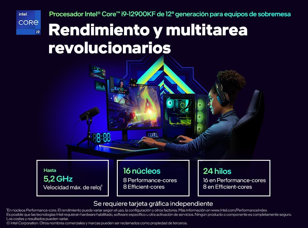 Core™ i9-12900KF, processeur pour PC de Bureau, 16 cœurs (8P+8E) jusqu'à 5,2 GHz, LGA1700, chipset série 600 125 W