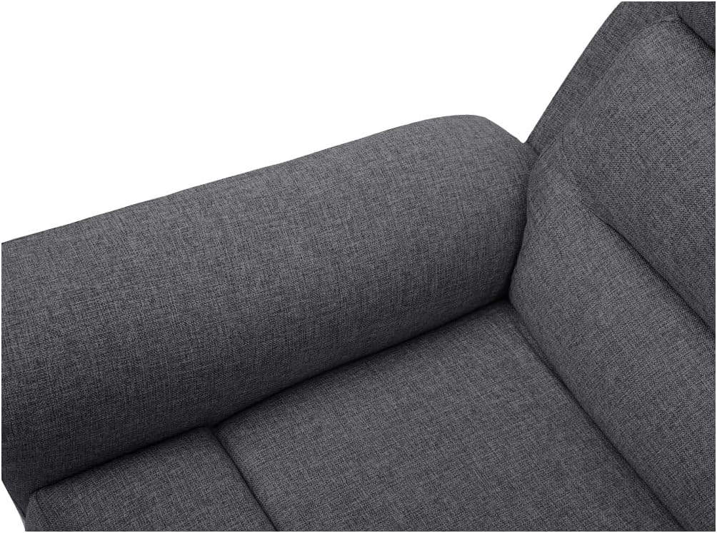 LOUNGITUDE - Canapé de Relaxation Manuel 3 Places en Tissu - Gris foncé