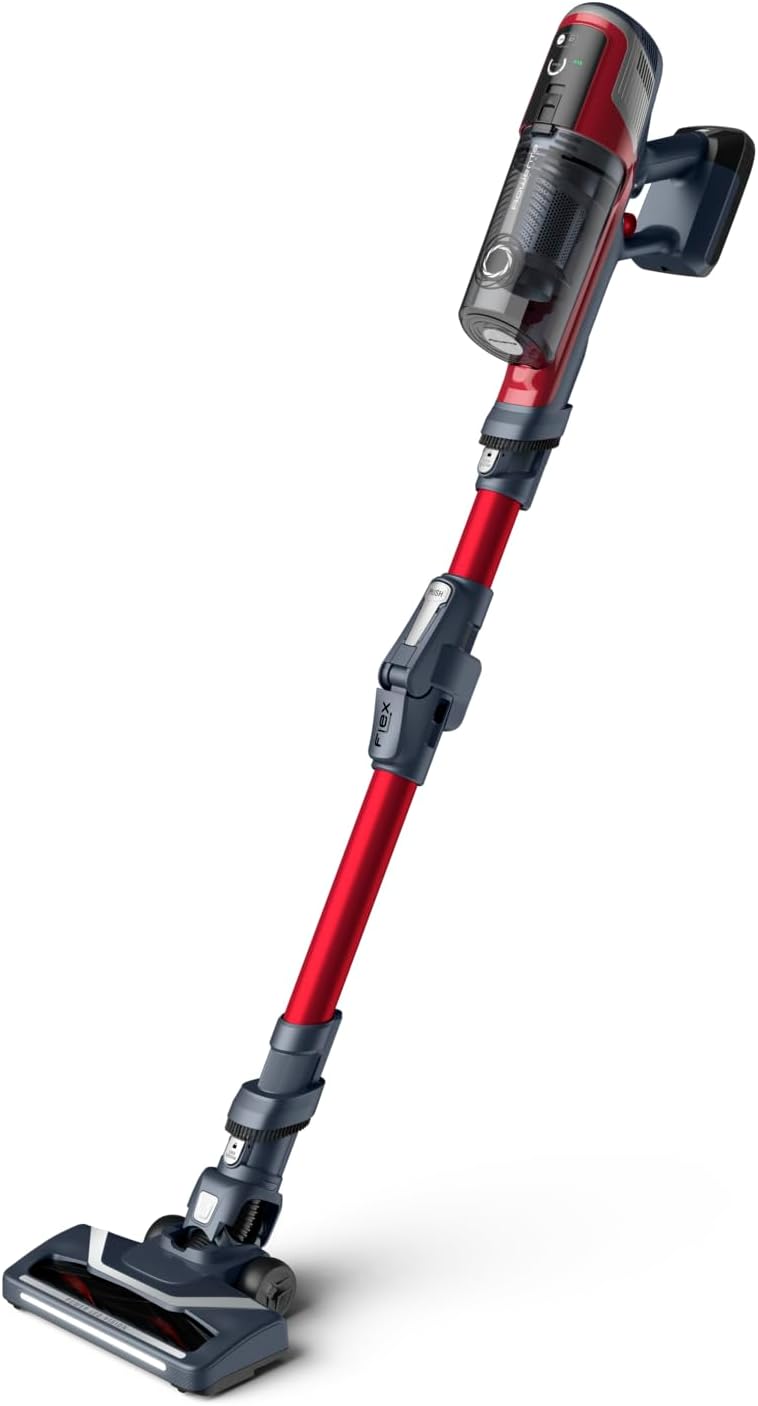 Rowenta X-Pert 6.60 Smart Aspirateur Balai sans fil, Tube Flex, Idéal pour les Poils D'animaux, Léger, Puissance 100W, Autonomie 45min, LED RH6471WO, Noir/Rouge
