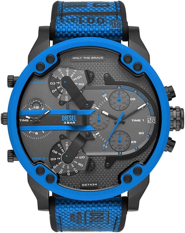 Diesel Montre, Mr. Daddy pour Homme, Mouvement Multifonctionnel à Quartz avec Bracelet en Cuir, synthétique ou Silicone