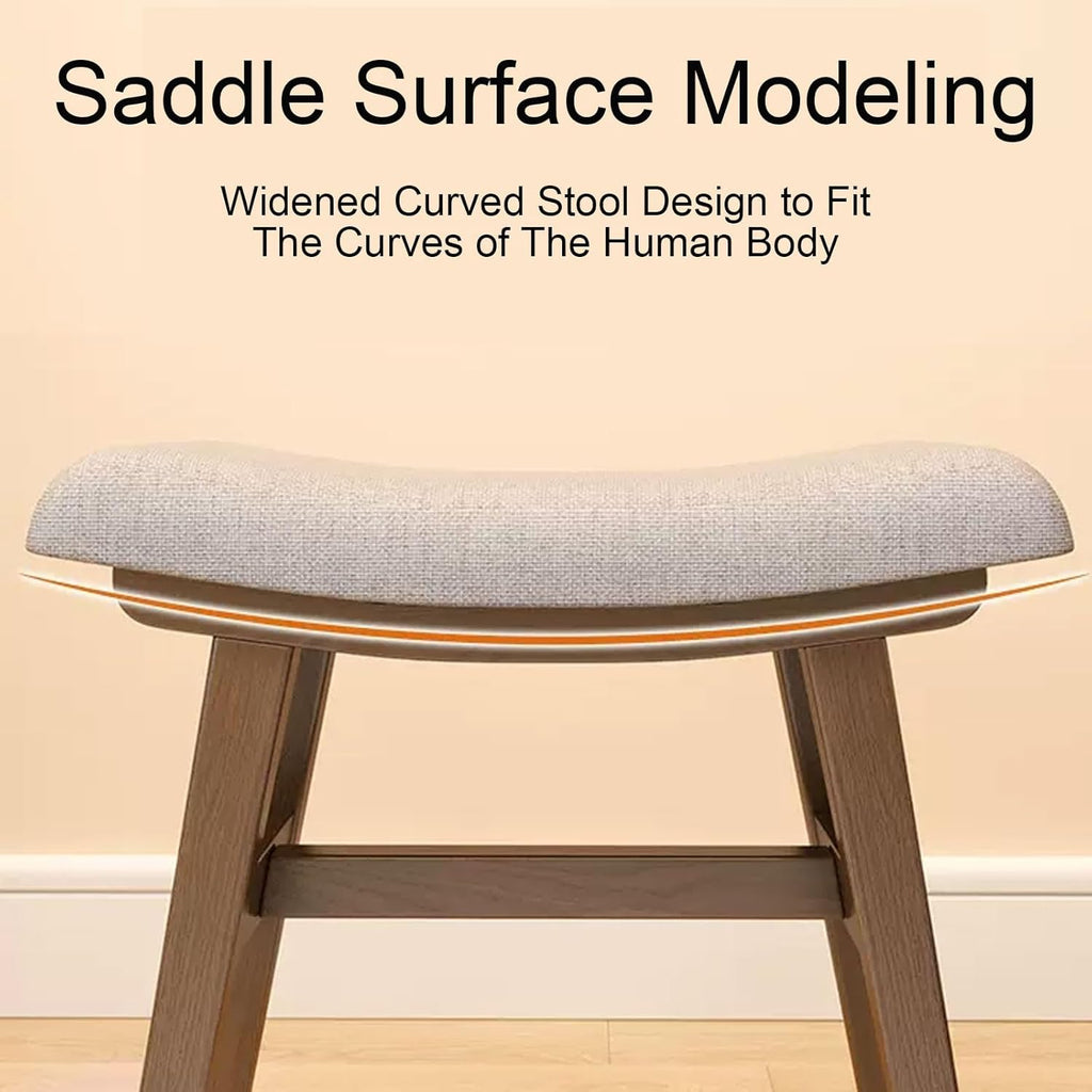 Tabouret de coiffeuse rembourré moderne et élégant avec pieds en bois, siège polyvalent pour femme, idéal pour coiffeuse et décoration d'intérieur