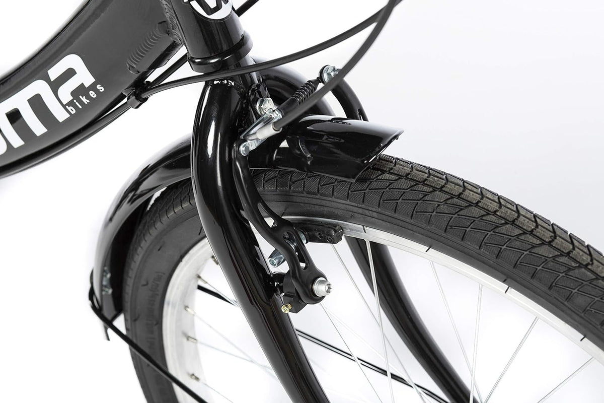 Moma Bikes, Vélo de Ville Pliant, Top Class 24" Noir, Aluminium, 6V, Selle Comfort