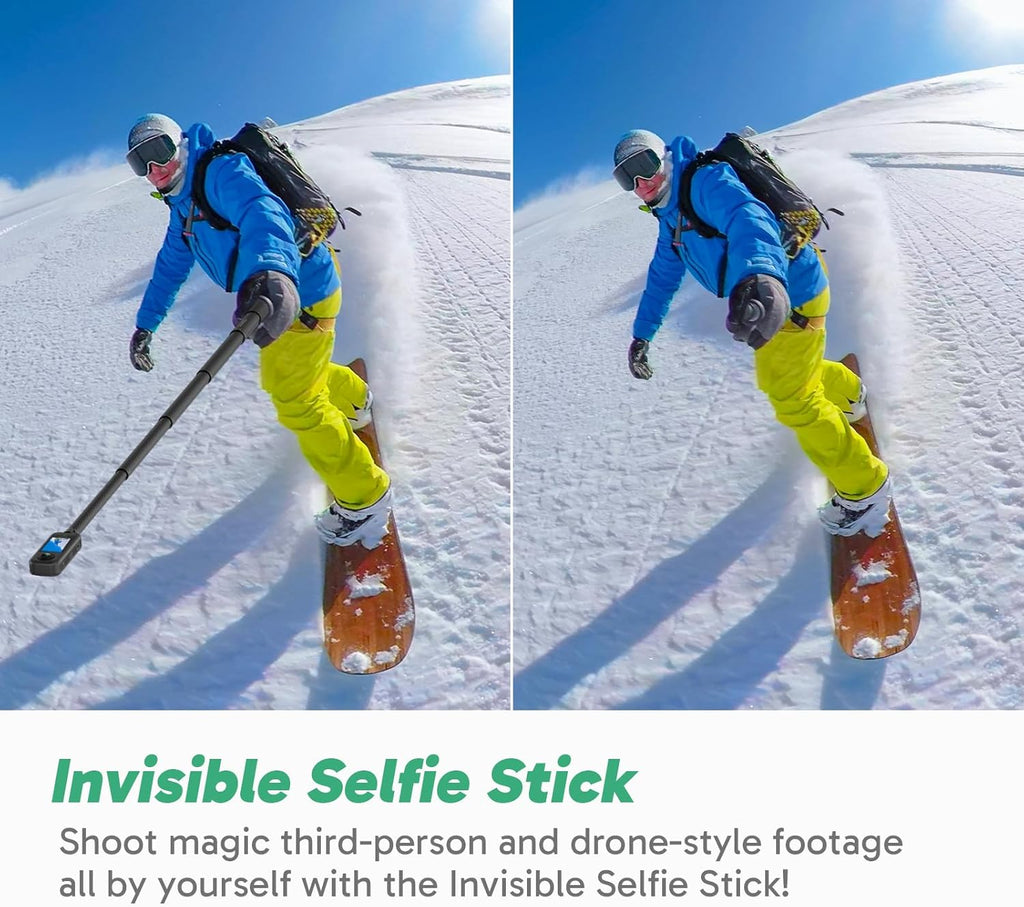 AKASO 360 Aventure Neige Combo - Action Camera Sport à 360° avec Carte Mémoire 128 Go, 5.7K 72MP Photo 360 Vidéo, Stabilisation SuperSmooth, Perche à Selfie Invisible, Horizon 360° Lock, Suivi par IA