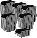 KADAX Boîtes de Rangement Murales, Boîtes Empilables en Plastique pour Organiser Vos Outils, Bacs à Bec pour Garage Lot de 50 : Noir, 390 x 240 mm