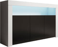 MB Muebles Bonitos Buffet Moderne pour Salon, Salle à Manger, Armoire Rialta, 155 x 91,5 x 37 cm, en mélamine Mate, Blanc et Noir