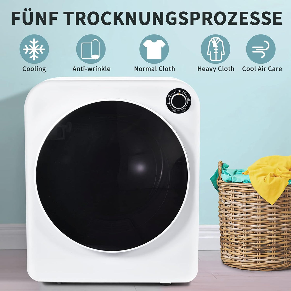 Merax Petit séchoir à linge 5 programmes - Sèche-linge mural avec protection contre la surchauffe et triple filtre - 3 kg - 830 W