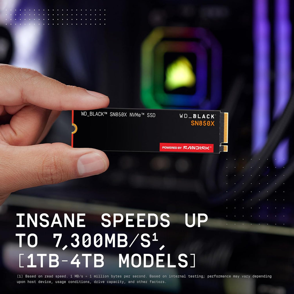 WD_BLACK SN850X 1To M.2 2280 PCIe Gen4 NVMe SSD pour le gaming jusqu'à 7300 Mo/s