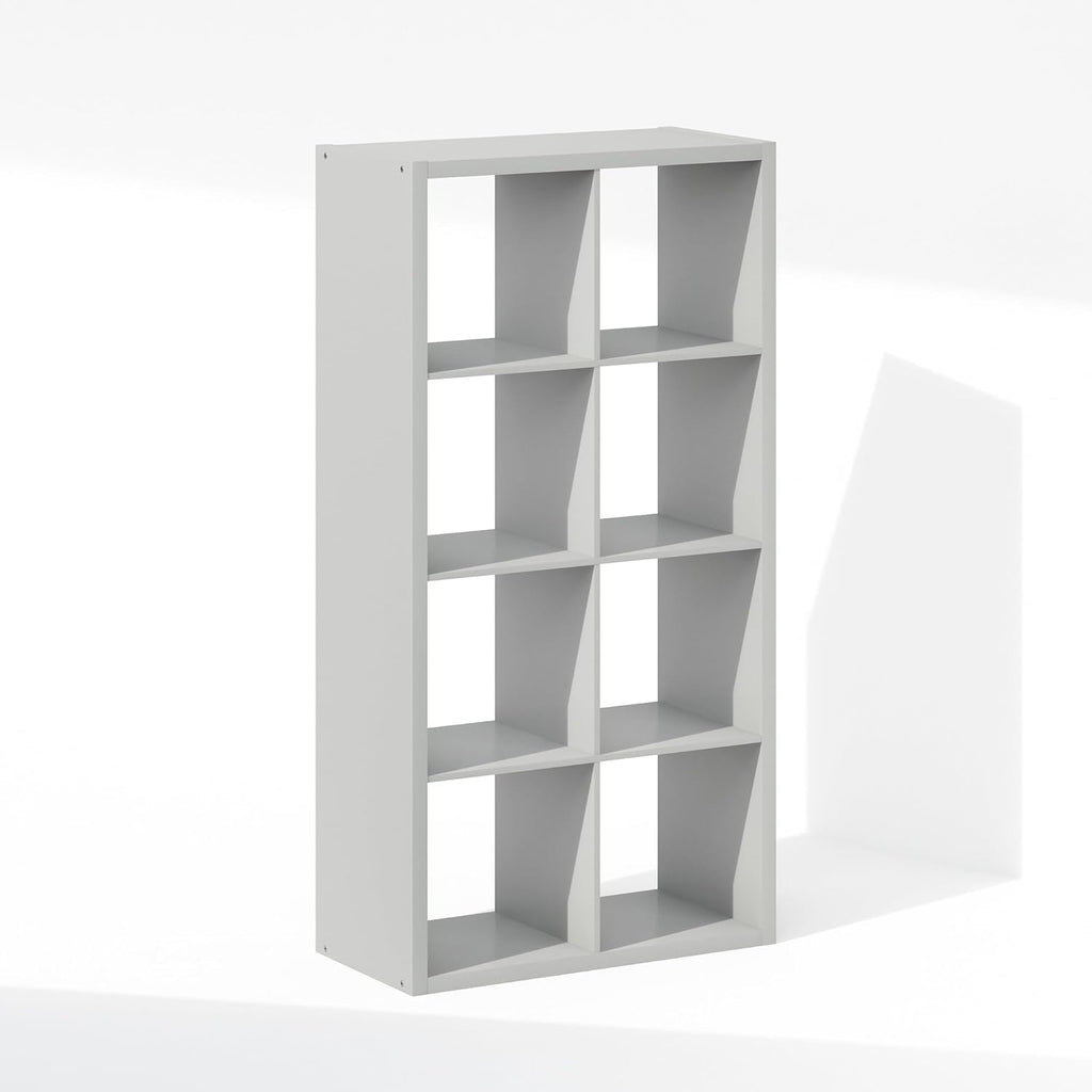 Furinno Cubic Organisateur de Placard 8 Cubes, étagères Ouvertes, Structure Extra épaisse pour penderie, Chambre, Salon, Gris Clair