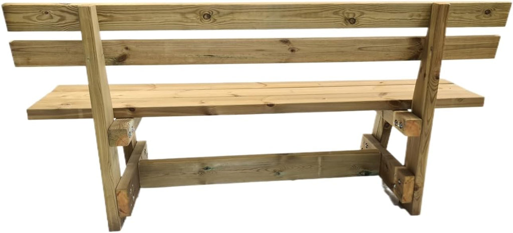 MASGAMES Banc avec dossier VIC Bois traité pour l'extérieur Autoclave Niveau IV 180 cm de long